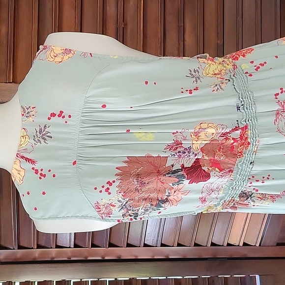 Free People Floral Babydoll V-Neck Blouse Sleeveless Flowy Ruffle Top Cottage Sm - Picture 3 of 9